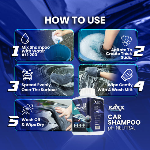 KAXX pH-Neutral Car Shampoo 1000ml | Safe for Coating & PPF | Rich Foam Gloss Booster