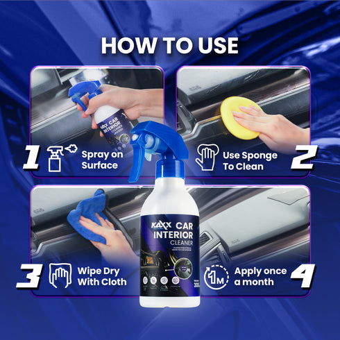 KAXX Car Interior Cleaner 300ml | Removes Stains & Odor | Anti-Bacteria, Fresh Finish, Residue-Free
