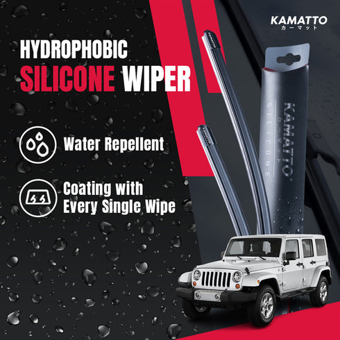 Kamatto Wiper Jeep Wrangler Unlimited Sahara (2007-2018) Hydrophobic Silicone Water Repelling Coating