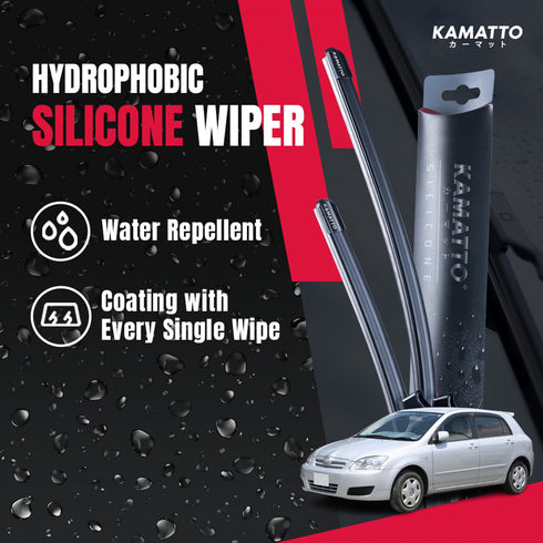 Kamatto Wiper Toyota Allex (2000-2007) Hydrophobic Silicone Water Repelling Coating