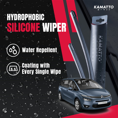 Kamatto Wiper Citroen C4 Grand Picasso Space Tourer (2014-2022) Hydrophobic Silicone Water Repelling Coating