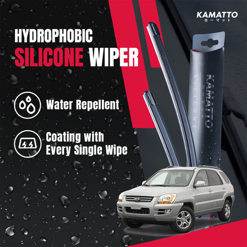 Kamatto Wiper Kia Sportage (2004-2010) Hydrophobic Silicone Water Repelling Coating