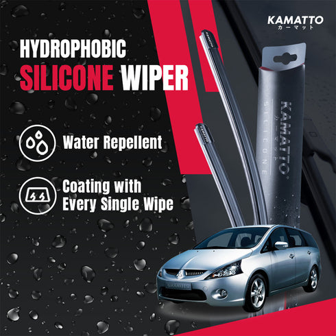 Kamatto Wiper Mitsubishi Grandis (2003-2011 Big Hook) Hydrophobic Silicone Water Repelling Coating