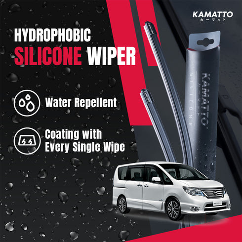 Kamatto Wiper Nissan Serena Hybrid C26 (2014-2017) Hydrophobic Silicone Water Repelling Coating