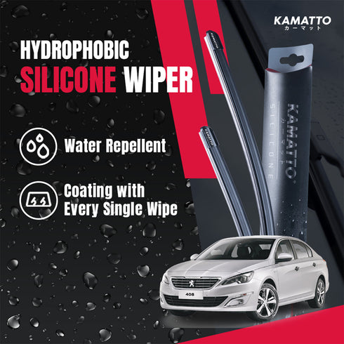 Kamatto Wiper Peugeot 408 e-THP (2016-2018) Hydrophobic Silicone Water Repelling Coating
