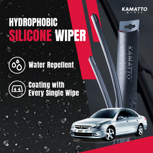 Kamatto Wiper Peugeot 607 (2000-2011) Hydrophobic Silicone Water Repelling Coating