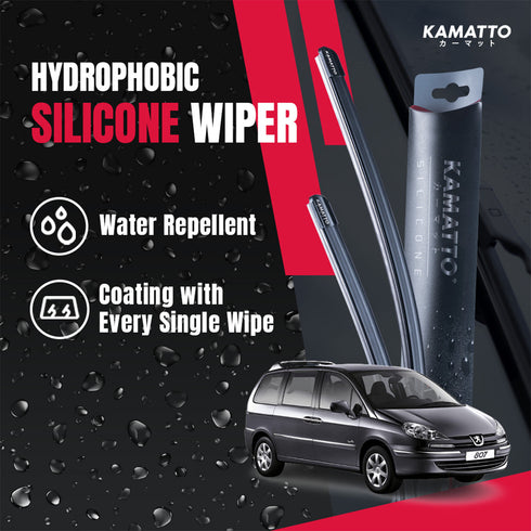 Kamatto Wiper Peugeot 807 (2002-2010) Hydrophobic Silicone Water Repelling Coating
