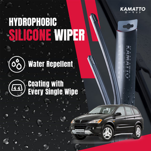 Kamatto Wiper Ssangyong Kyron (2005-2014) Hydrophobic Silicone Water Repelling Coating