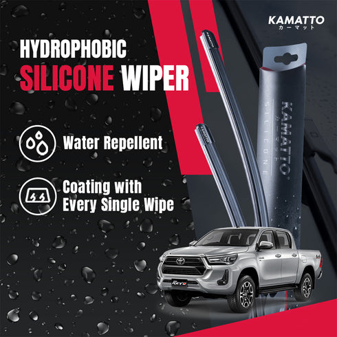 Kamatto Wiper Toyota Hilux Revo Double Cab (2015-Present) Hydrophobic Silicone Water Repelling Coating
